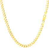 10k Yellow Gold Comfort Curb Chain Necklace, 3.6mm fine designer jewelry for men and women